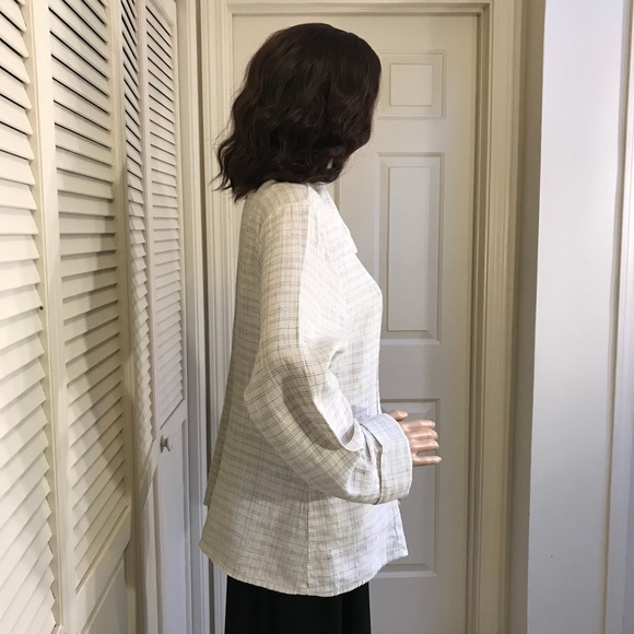 FLAX Linen Peter Pan Collar Shirt Jacket Shacket Medium - Picture 10 of 14